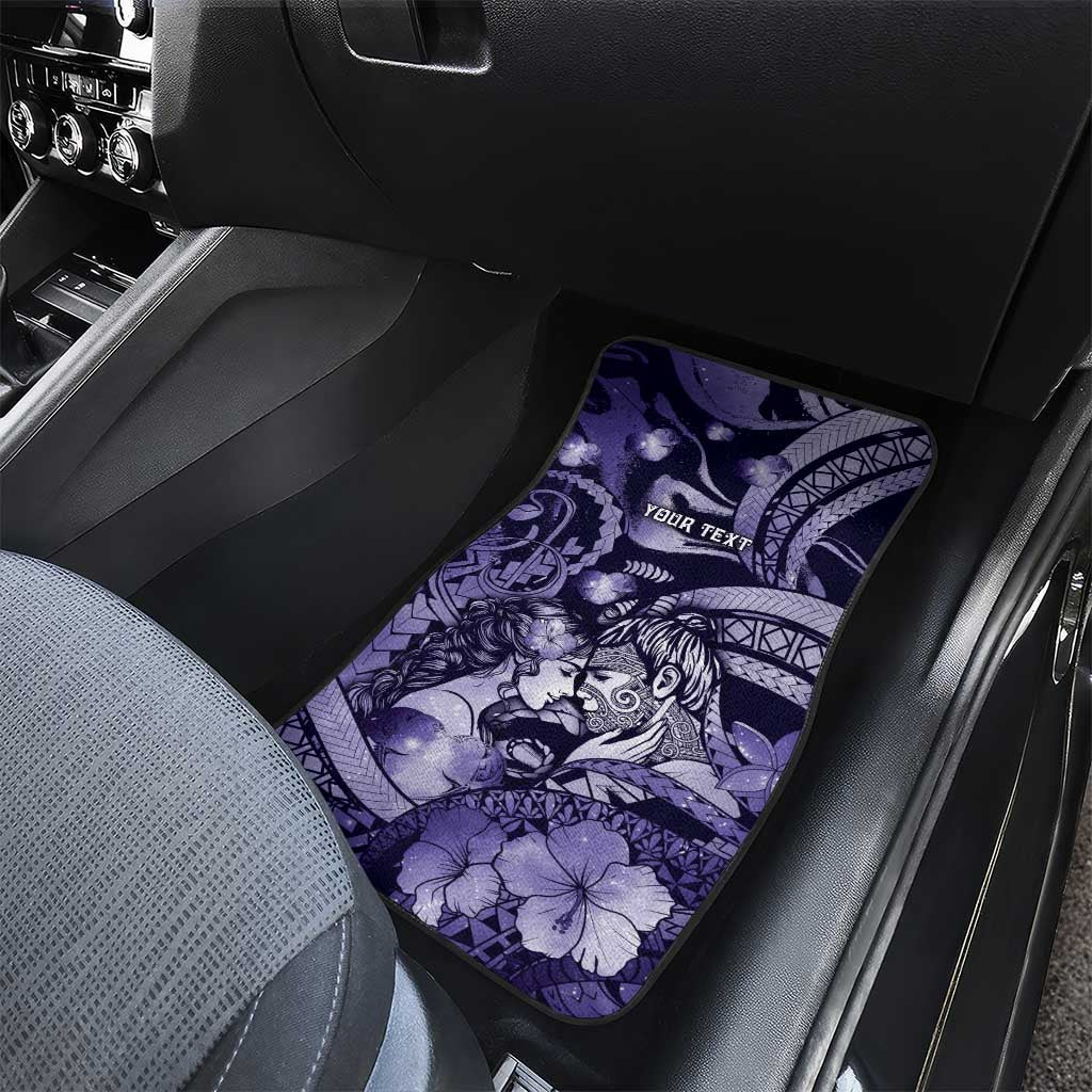 Personalised Maori Romantic Valentine Car Mats The Hongi Kiss Purple Galaxy
