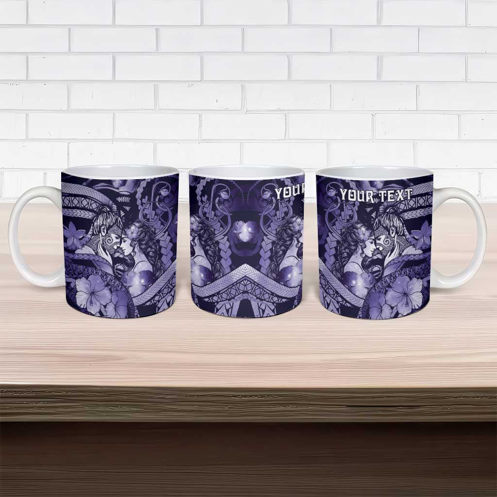 Personalised Maori Romantic Valentine Ceramic Mug The Hongi Kiss Purple Galaxy