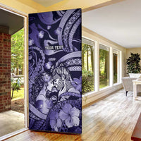 Personalised Maori Romantic Valentine Door Cover The Hongi Kiss Purple Galaxy