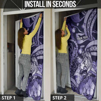 Personalised Maori Romantic Valentine Door Cover The Hongi Kiss Purple Galaxy