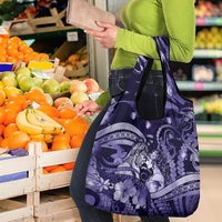Maori Romantic Valentine Grocery Bag The Hongi Kiss Purple Galaxy