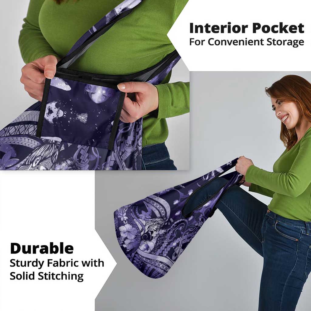 Maori Romantic Valentine Grocery Bag The Hongi Kiss Purple Galaxy