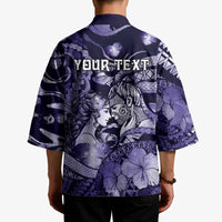 Personalised Maori Romantic Valentine Kimono The Hongi Kiss Purple Galaxy