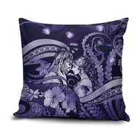 Maori Romantic Valentine Pillow Cover The Hongi Kiss Purple Galaxy
