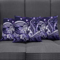 Maori Romantic Valentine Pillow Cover The Hongi Kiss Purple Galaxy