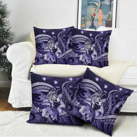 Maori Romantic Valentine Pillow Cover The Hongi Kiss Purple Galaxy