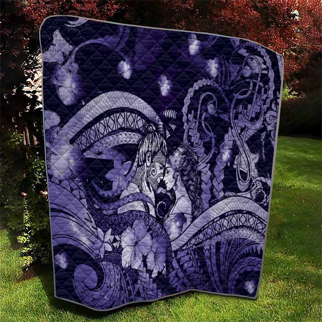 Maori Romantic Valentine Quilt The Hongi Kiss Purple Galaxy