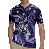 Personalised Maori Romantic Valentine Rugby Jersey The Hongi Kiss Purple Galaxy
