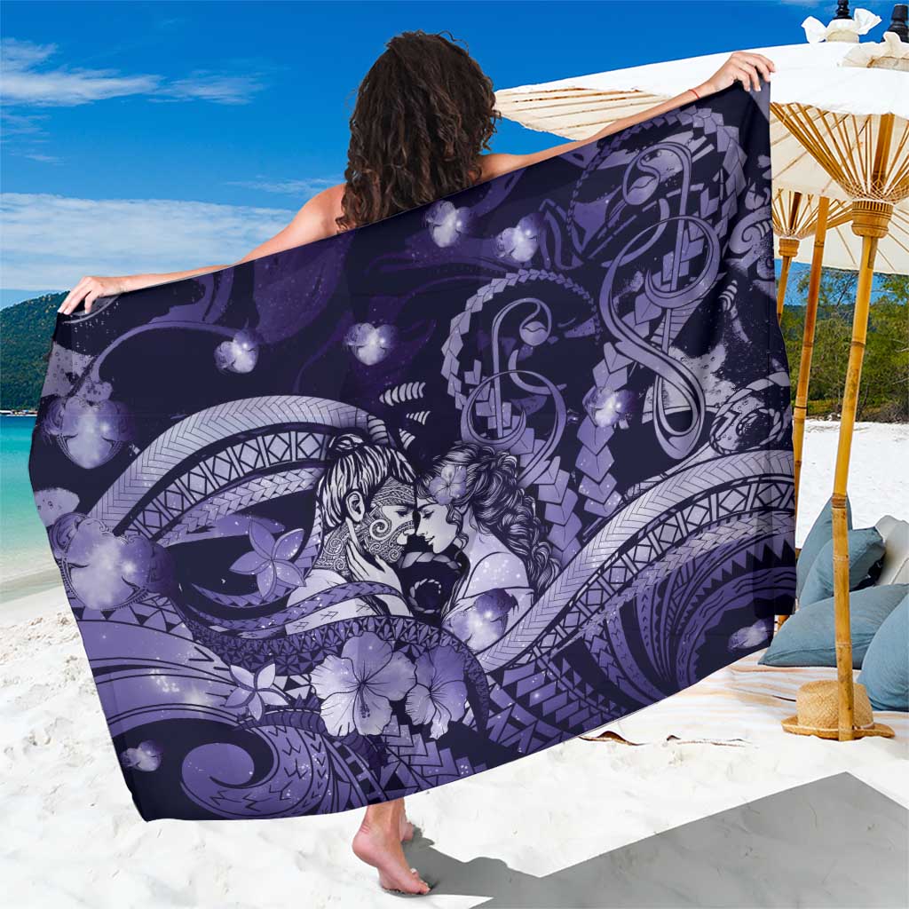 Maori Romantic Valentine Sarong The Hongi Kiss Purple Galaxy