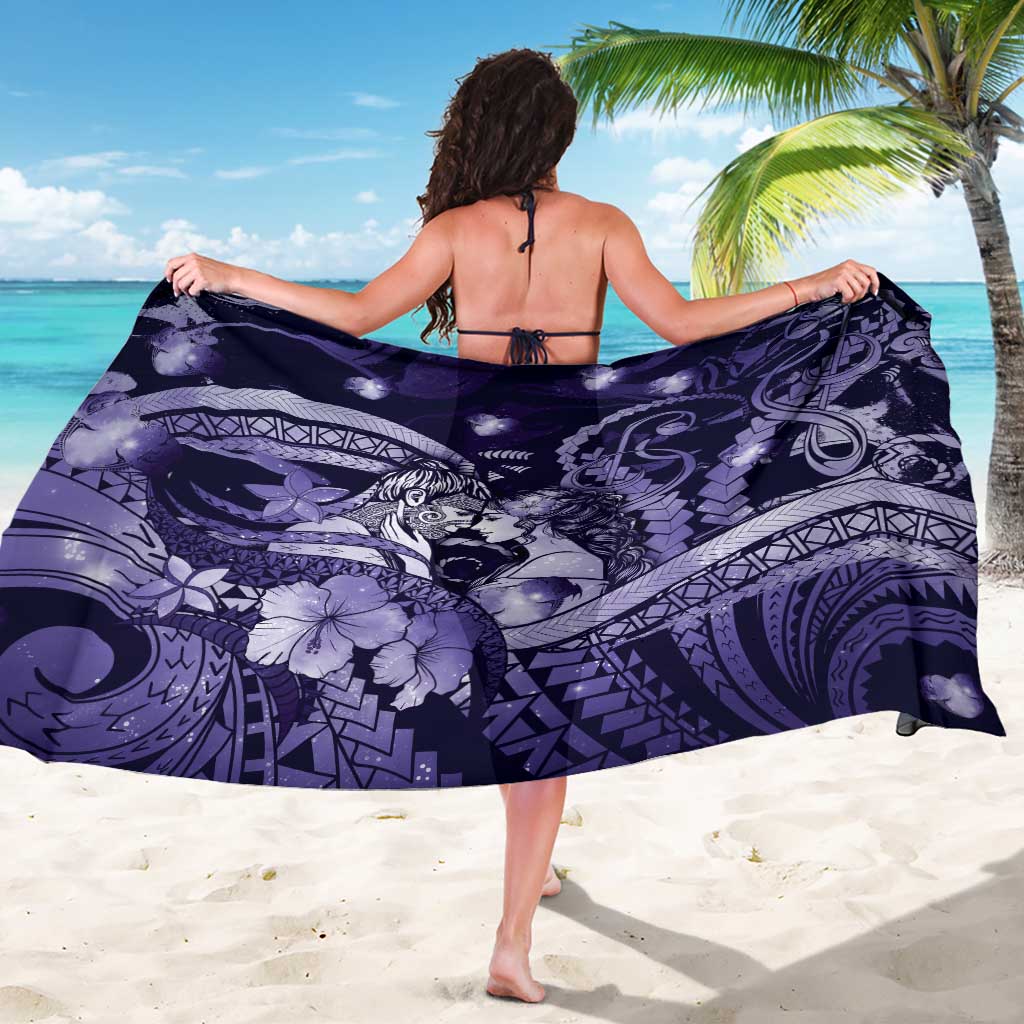 Maori Romantic Valentine Sarong The Hongi Kiss Purple Galaxy