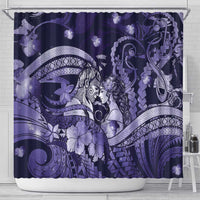 Maori Romantic Valentine Shower Curtain The Hongi Kiss Purple Galaxy