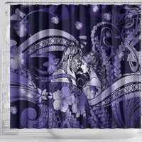 Maori Romantic Valentine Shower Curtain The Hongi Kiss Purple Galaxy