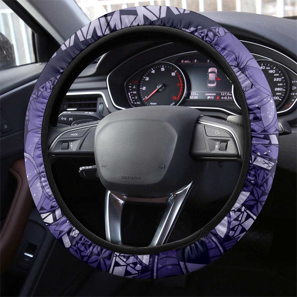 Maori Romantic Valentine Steering Wheel Cover The Hongi Kiss Purple Galaxy