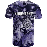 Personalised Maori Romantic Valentine T Shirt The Hongi Kiss Purple Galaxy
