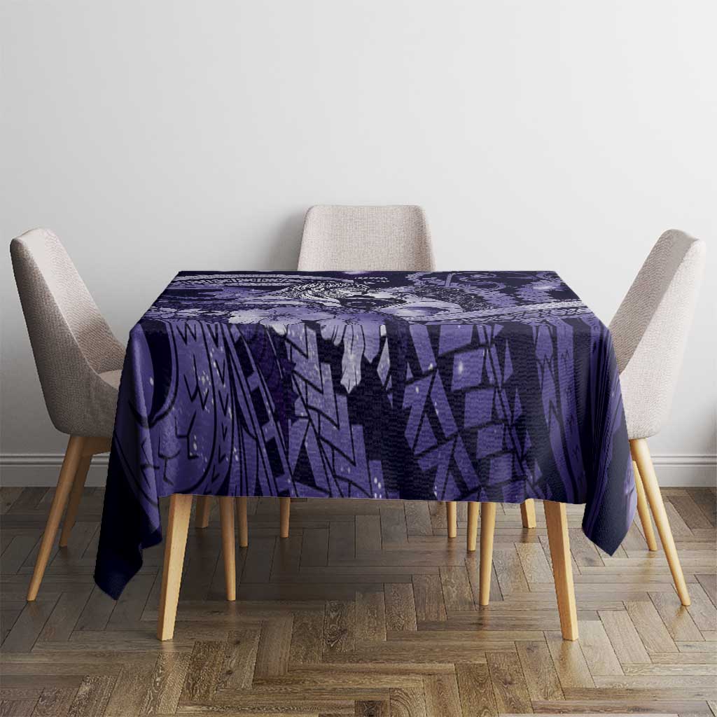 Maori Romantic Valentine Tablecloth The Hongi Kiss Purple Galaxy