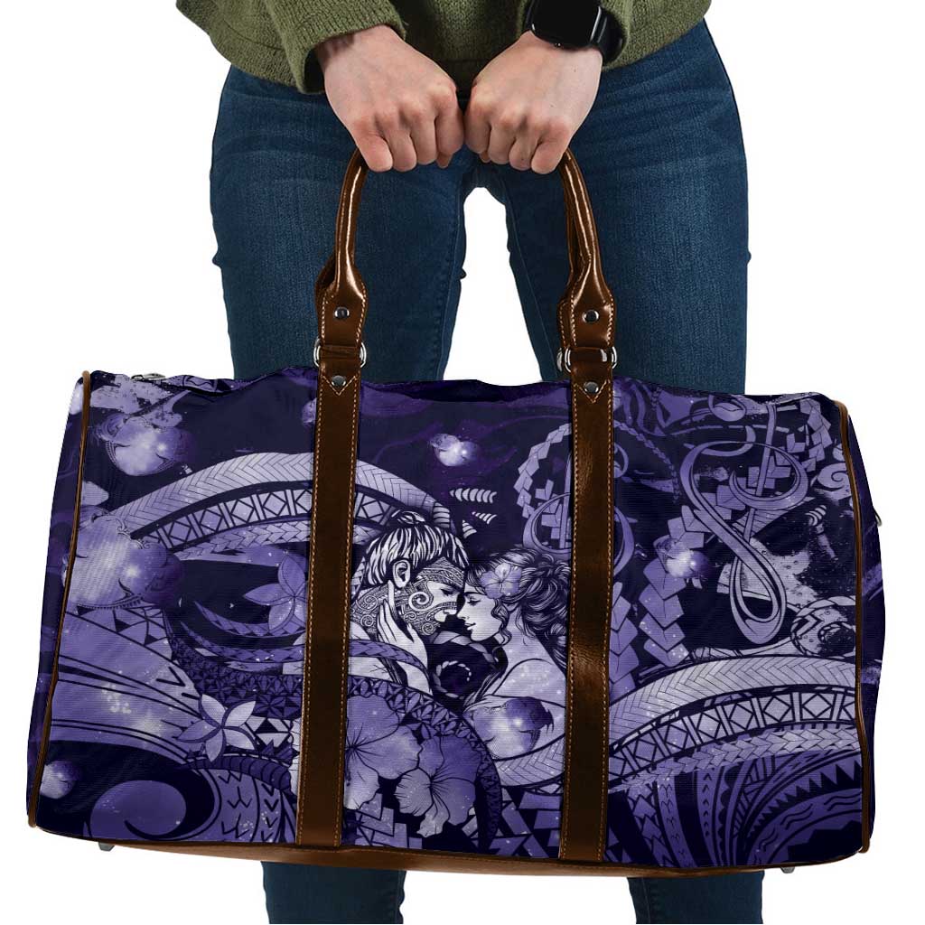 Maori Romantic Valentine Travel Bag The Hongi Kiss Purple Galaxy