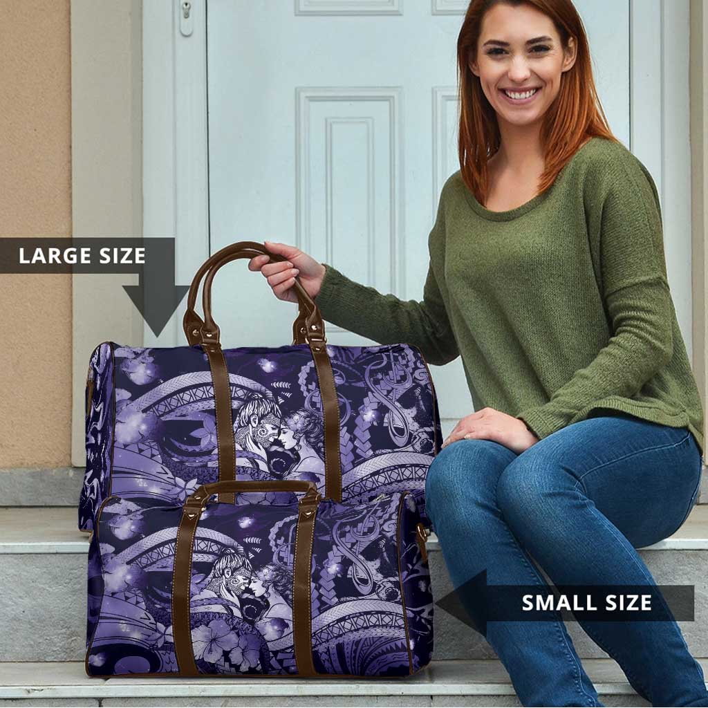 Maori Romantic Valentine Travel Bag The Hongi Kiss Purple Galaxy