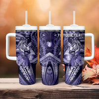 Personalised Maori Romantic Valentine Tumbler With Handle The Hongi Kiss Purple Galaxy