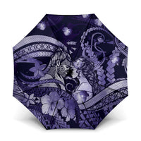 Maori Romantic Valentine Umbrella The Hongi Kiss Purple Galaxy