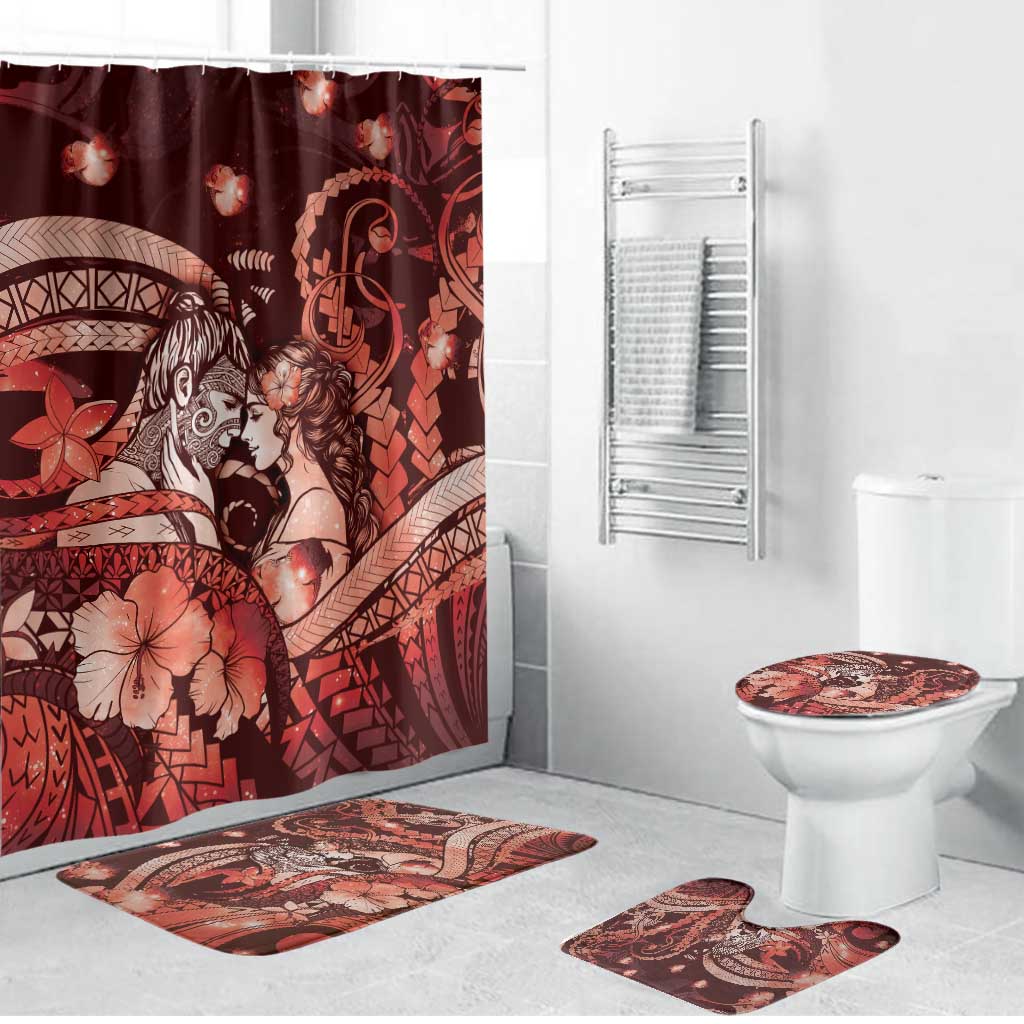 Maori Romantic Valentine Bathroom Set The Hongi Kiss Red Galaxy
