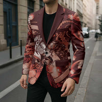 Personalised Maori Romantic Valentine Blazer The Hongi Kiss Red Galaxy