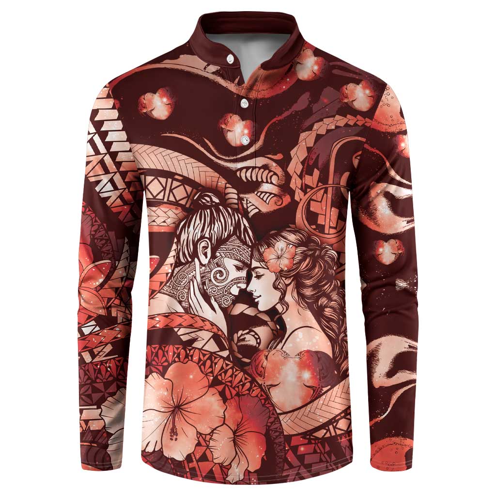 Personalised Maori Romantic Valentine Button Sweatshirt The Hongi Kiss Red Galaxy