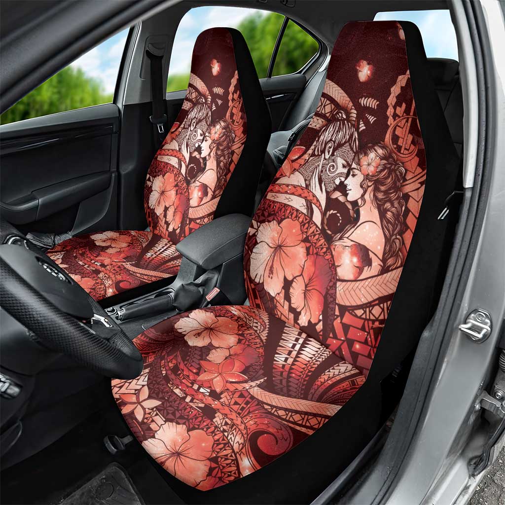 Maori Romantic Valentine Car Seat Cover The Hongi Kiss Red Galaxy DT05 - Polynesian Pride