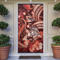 Personalised Maori Romantic Valentine Door Cover The Hongi Kiss Red Galaxy