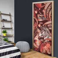 Personalised Maori Romantic Valentine Door Cover The Hongi Kiss Red Galaxy