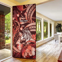 Personalised Maori Romantic Valentine Door Cover The Hongi Kiss Red Galaxy