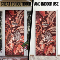 Personalised Maori Romantic Valentine Door Cover The Hongi Kiss Red Galaxy