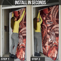Personalised Maori Romantic Valentine Door Cover The Hongi Kiss Red Galaxy