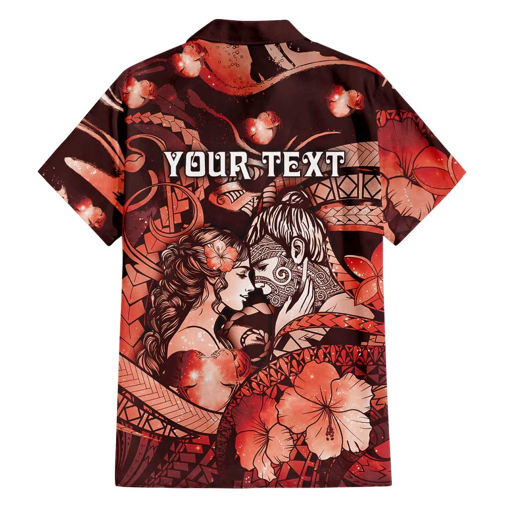 Personalised Maori Romantic Valentine Family Matching Mermaid Dress and Hawaiian Shirt The Hongi Kiss Red Galaxy