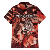 Personalised Maori Romantic Valentine Family Matching Mermaid Dress and Hawaiian Shirt The Hongi Kiss Red Galaxy