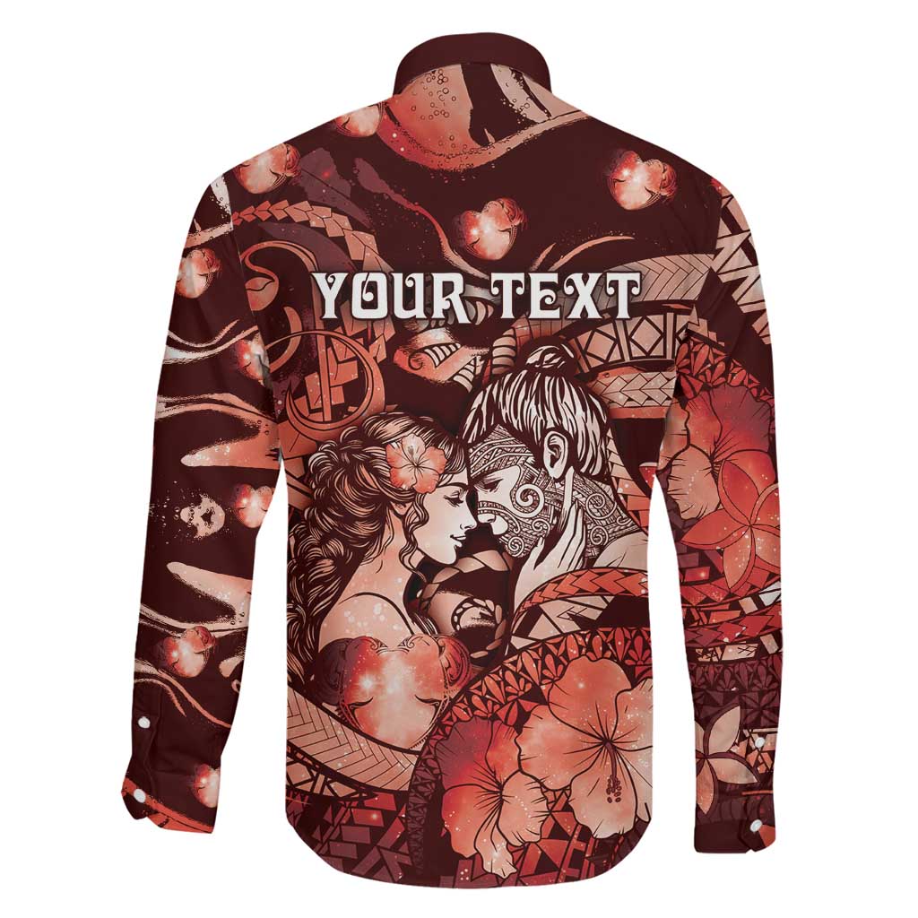 Personalised Maori Romantic Valentine Family Matching Mermaid Dress and Hawaiian Shirt The Hongi Kiss Red Galaxy