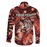 Personalised Maori Romantic Valentine Family Matching Mermaid Dress and Hawaiian Shirt The Hongi Kiss Red Galaxy