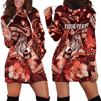 Personalised Maori Romantic Valentine Hoodie Dress The Hongi Kiss Red Galaxy