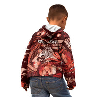 Personalised Maori Romantic Valentine Kid Hoodie The Hongi Kiss Red Galaxy