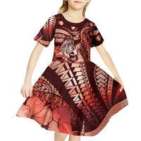Personalised Maori Romantic Valentine Kid Short Sleeve Dress The Hongi Kiss Red Galaxy