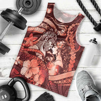 Personalised Maori Romantic Valentine Men Tank Top The Hongi Kiss Red Galaxy