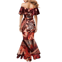 Personalised Maori Romantic Valentine Mermaid Dress The Hongi Kiss Red Galaxy