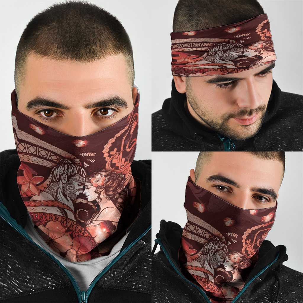 Maori Romantic Valentine Neck Gaiter The Hongi Kiss Red Galaxy DT05 - Polynesian Pride