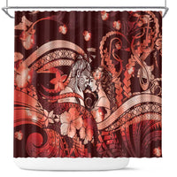 Maori Romantic Valentine Shower Curtain The Hongi Kiss Red Galaxy