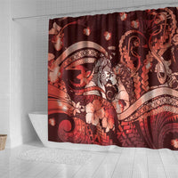 Maori Romantic Valentine Shower Curtain The Hongi Kiss Red Galaxy