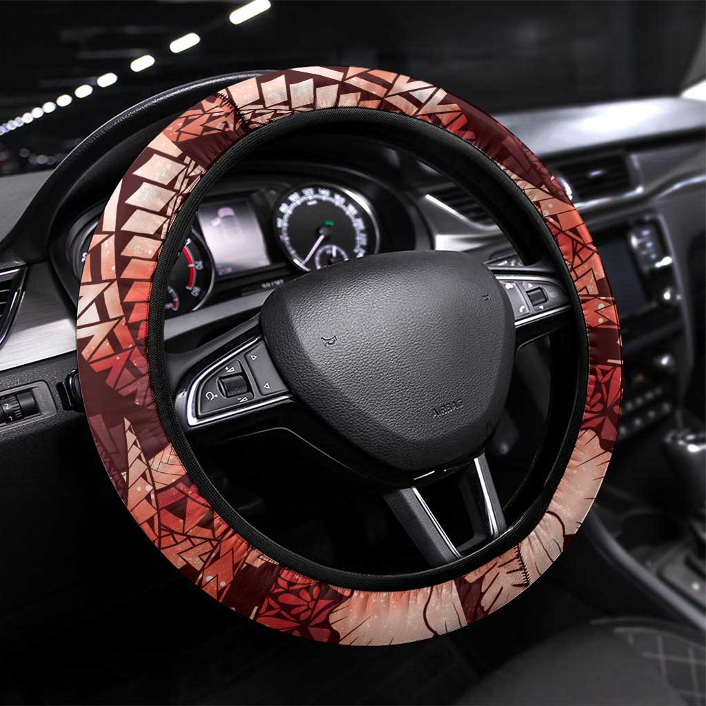 Maori Romantic Valentine Steering Wheel Cover The Hongi Kiss Red Galaxy
