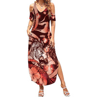 Personalised Maori Romantic Valentine Summer Maxi Dress The Hongi Kiss Red Galaxy