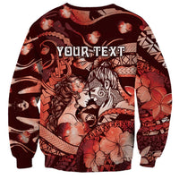 Personalised Maori Romantic Valentine Sweatshirt The Hongi Kiss Red Galaxy