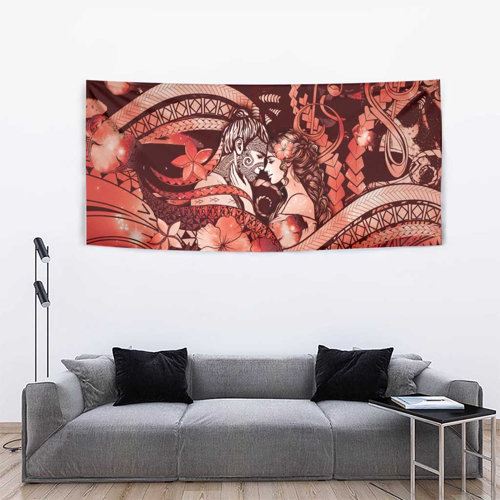 Maori Romantic Valentine Tapestry The Hongi Kiss Red Galaxy DT05 - Polynesian Pride