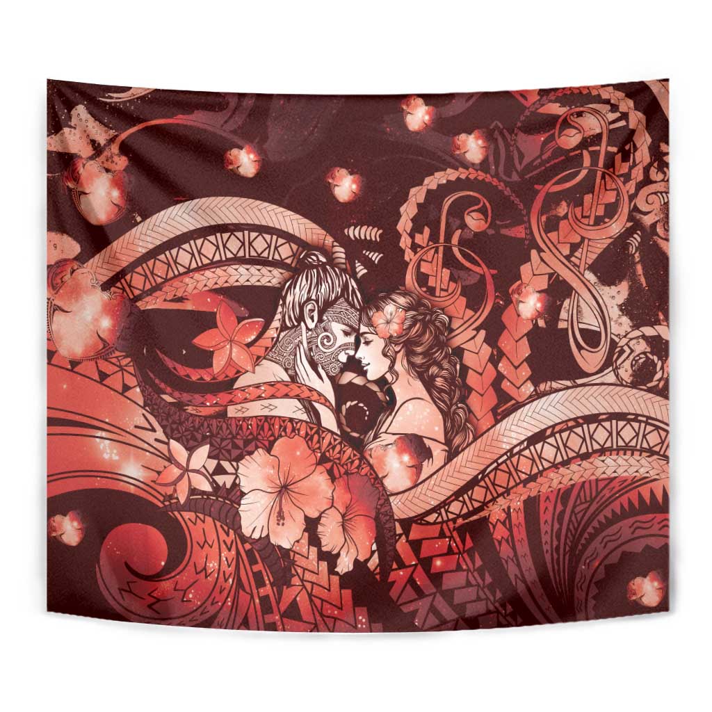 Maori Romantic Valentine Tapestry The Hongi Kiss Red Galaxy DT05 - Polynesian Pride