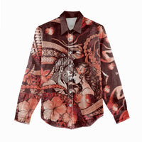 Personalised Maori Romantic Valentine Women Casual Shirt The Hongi Kiss Red Galaxy